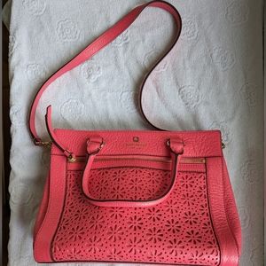 Kate Spade pink leather floral handbag - carry or crossover